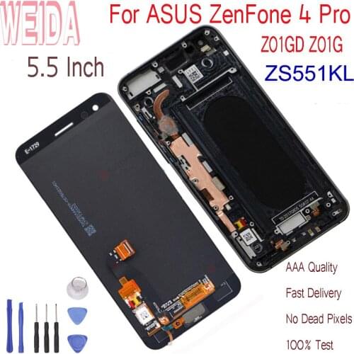 WEIDA 5.5"For ASUS ZenFone 4 Pro ZS551KL Z01GD Z01G LCD Display Touch Screen Digitizer Assembly Frame Replacement With Tools