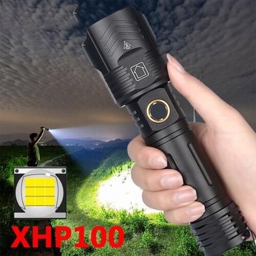 XHP100 Torch Zoomable Aluminum Alloy Lantern 9 Core High Quality Led Flashlight USB Rechargeable Power Bank 18650 26650 Battery