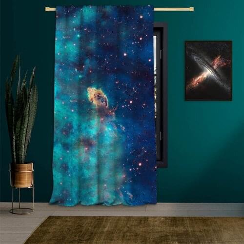 Cloud Atlas Blackout Curtain Unisex Kids Room Living Room Bedroom Unisex Child Navy Blue Decorative Brown Single color space