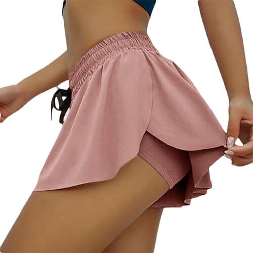 Plus Size Women Casual Sports Running Skirt Shorts 2 In 1 Quick Dry Elastic High Waist Breathable Tennis Gym Yoga Shorts