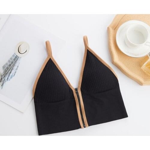 Women Wirefree Bra Padded Brassiere Front Zipper Backless Bras Sexy Lingerie Bralette Seamless Girls Underwear