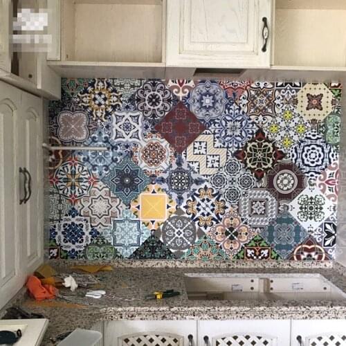 10pcs/lot PP Wall Stickers Adhesive Decals Kitchen Living Room Floor Bathroom DIY Home Decor Mediterranean Old House Renovation