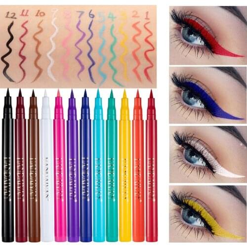 12pcs Makeup Matte Eyeliner Pencil Waterproof Quick Dry Long-Lasting Liquid Eye liner Eye shadow Pen Cosmetic Kits