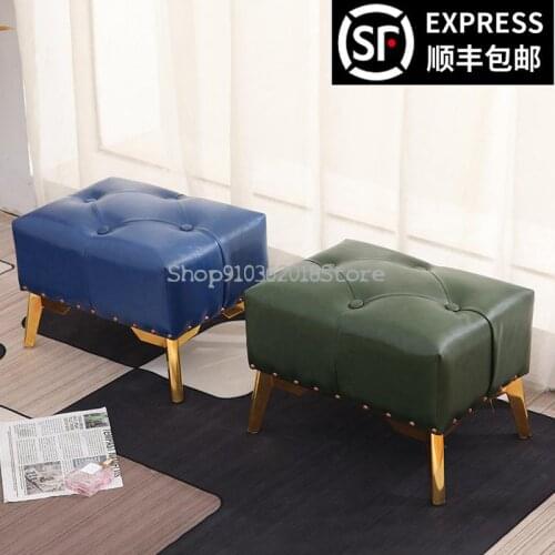 American Leather Art Short Stool Changing Shoes Stool At The Door Living Room Tea Table Stool Light Luxury Sofa Footstool Fashio
