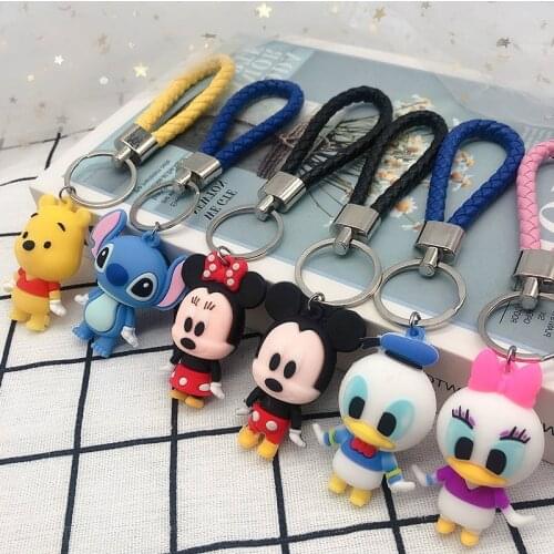 2021 Fashion Disney Mickey Mouse Keychain for Girls Toys Cartoon Keychain Lovely Anime Pooh Key Chain Children Birthday Gift Toy
