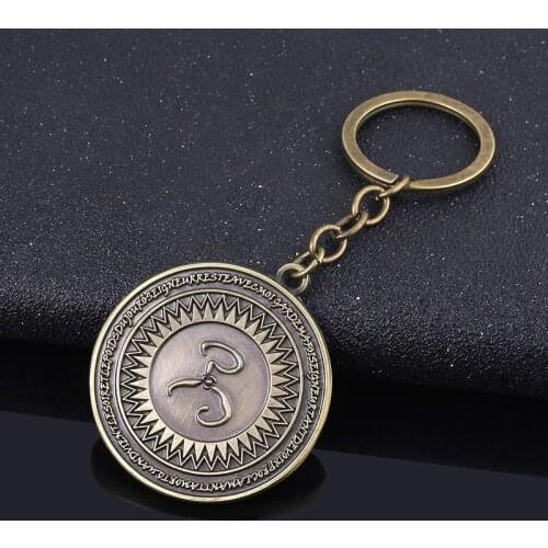 Necronomicon Cthulhu Keychain The Gate of Yog Sothoth Elder Sign Rune Key Chain for Women Men Keyring Jewelry