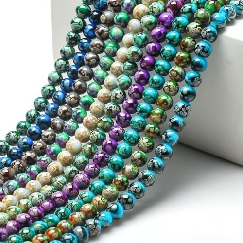 100Pcs/lot Glass Round Beads Green 8mm Natural Stone Loose Beaded For Jewelry Making DIY Necklace/Bracelet/Earrings Accessories