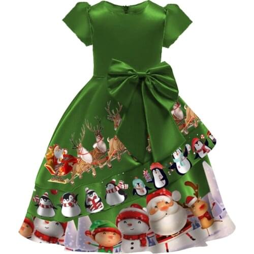 2020 Christmas Toddler Kid Baby Girl Long Dress Princess Red Bow Party Birthday Dresses Ball Gown Children Clothes Xmas Costumes