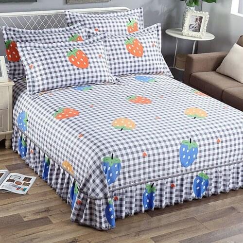 Home textile Bedding Sheet Thicken Flowers Printing Flat Sheets Skirt Bed Sheet Bedding Linen for King Queen Size No Pillowcase
