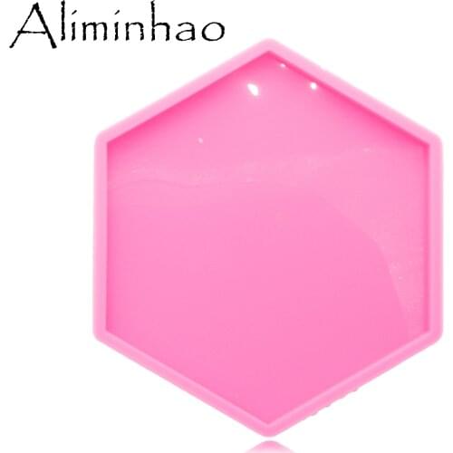DY0676 Glossy 4.7in/3.9in Hexagon Geode Coaster Agate Mold, Silicone Mould for Resin Epoxy Jewellery Making, Wholesale