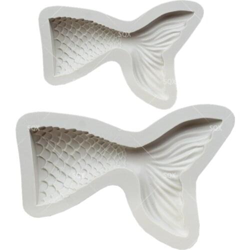 2pc Mermaid Fish Tail Fondant Cake Baking Molds,Moule Silicone,Cake Decorating Tools Pastry Tools Kitchen AccessoriesSQ16242