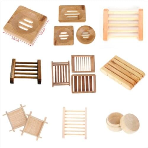 Hot Natural Wooden Soap Tray Holder Wooden Bamboo Soap Dish Storage Soap Rack Plate Box Container For Bath Shower Plate Bathroom