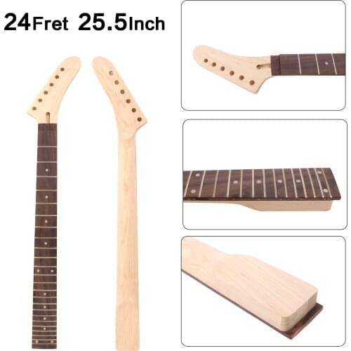 XJ2 Yinfente Banana Maple Guitar Neck Electric 24 Fret 25.5 INCH Maple Wood Locking Nut Unfinished X-8