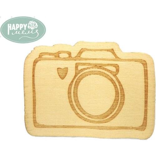 Hobby Craft Camera Shape Wooden Veneer Shape Vintage Woodchips Scrapbooking Embellishment DIY Craft Wooden Craft Home Decoration