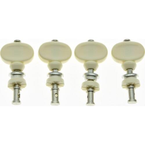 KAISH Set of 4 Nickel w/ Ivory Buttons Ukulele Tuners Tuning Keys Pegs Machine Heads