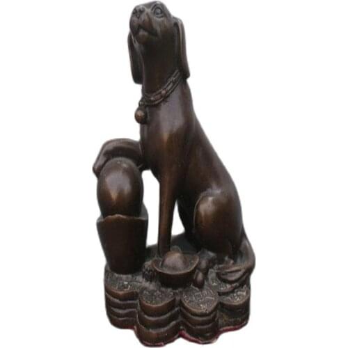Chinese old bronzes Money dog copper Statue