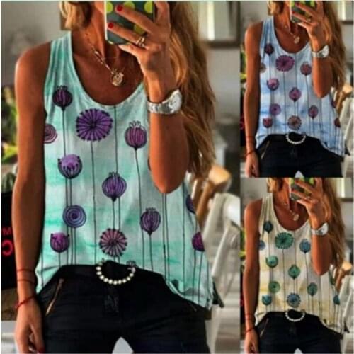 Kuelawear Printed Breathable Sling Short Tank Top Loose Sexy Camisole Plus Size Top Casual Shirt Women Loose Top