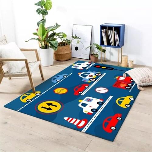 Cartoon Cute Traffic Light Blue Carpet Road Vehicle Boy Childrens Room Large Rugs Bedroom Bedside Carpet Soft Parlor Door Mat