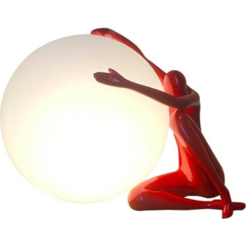 Nordic Creative Personality Bedside Lamp Round Ball Figure Sculpture Moon Table Light