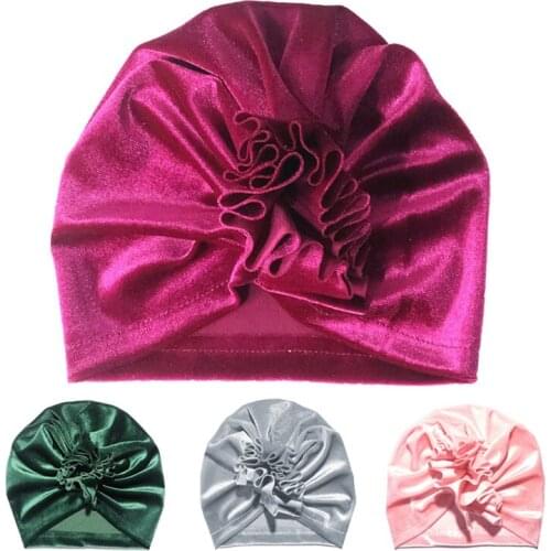 Yundfly New Velvet Baby Hat Girls Flower Winter Hats Kids Beanie Cap Elastic Baby Turban Toddler Photography Props