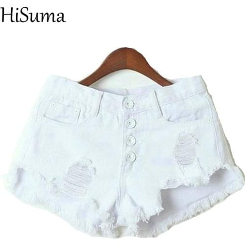 2020 Summer New Womens High Waist Bleach Out Hole jeans Female Denim Shorts Women Jeans Black White color