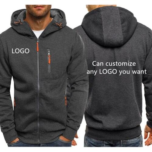 Spring Autumn New Mens Custom Logo Hoodie Fashion Long Sleeve Jacket Zipper Hip-Hop Harajuku Casual Hoodied