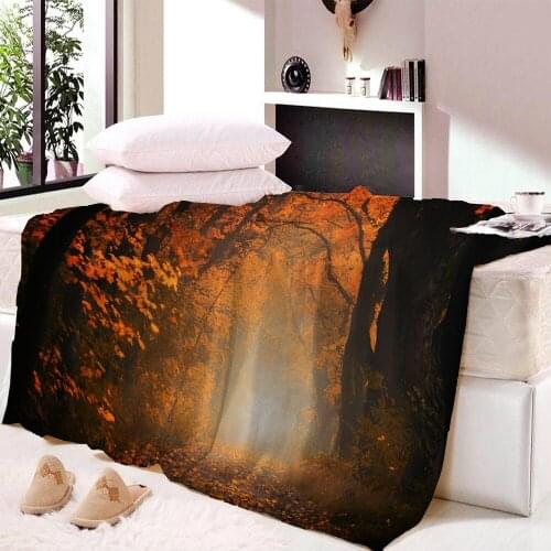Autumn Fall Forest Leaves Leafless Lonely Flannel Throw Blanket Bed Blanket as Bedspread Coverlet Bed Cover Soft