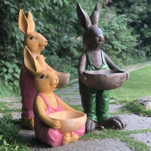 Outdoor Gardening Resin Large Diameter Rabbit Fleshy Flower Pot Decoration Kindergarten Ornaments Courtyard Park Statue Crafts