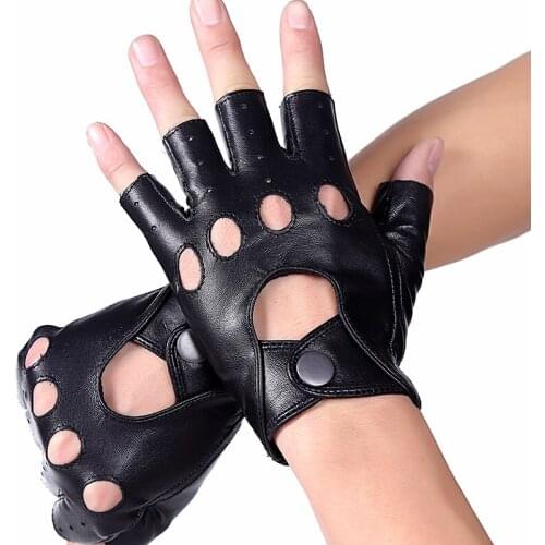 Men Genuine Leather Gloves Semi-Finger Outside Ride Slip-Resistant Sheepskin Gulps Half Breathable Leather Gloves
