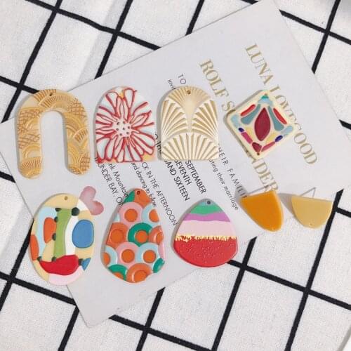 Bright Colors Floral Geometry Resin Charms 20pcs/Lot Shaped DIY Jewelry Earring Stud Necklace Bracelet Pendant Accessories