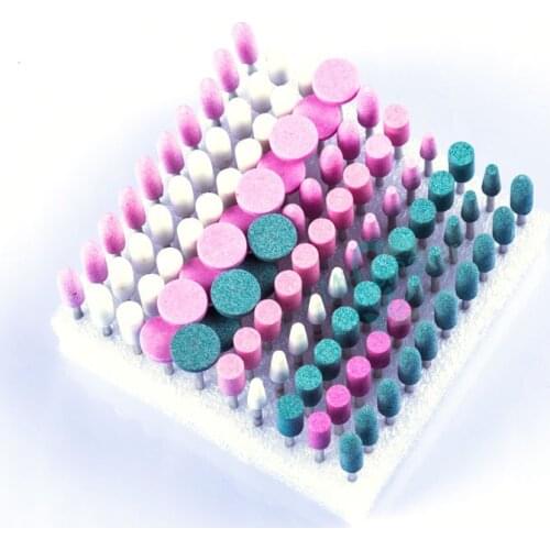 100pcs Dental Gravel Mounted Point Stone Burs 2.35mm Bullet Cylinder Shape Dental Lab Clinic Polishing Grinding Material