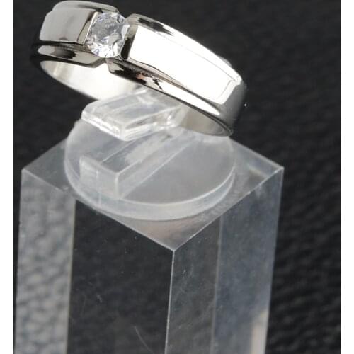 Simple Stainless Steel With Sparkly Zircon Stone Silver Color Ring For Women Engagement Wedding Party Jewelry Fashion Female