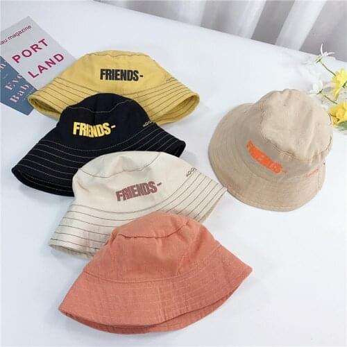 Fisherman Hat Letter Printed Decorative Soft Kids Bucket Hat for Outdoor