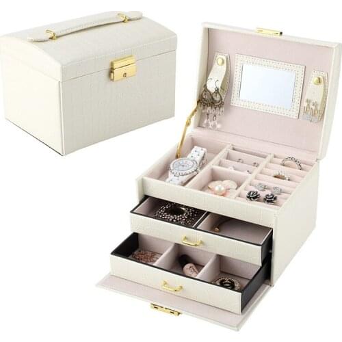 Jewelry Packaging Box Casket Box For Jewelry Exquisite Makeup Case Jewelry Organizer Container Boxes Graduation Birthday Gift