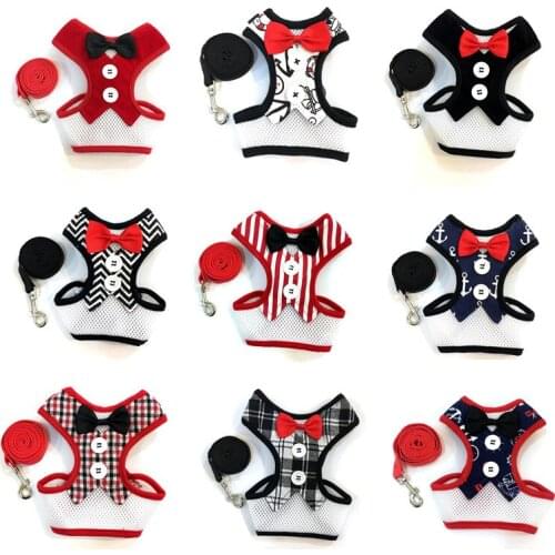 Dog Harness Vest Pet Harness-Leash Set Training Puppy Soft Mesh Harness for Dogs Cats Collar Chest Strap Bell Bulldog Chihuahua