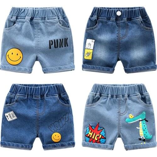 Kids Fashion Shorts 2019 New Hot Children Boys Cartoon Pattern Pants For Baby Boys Summer Jeans Loose Shorts Size 90~130 2-6Year