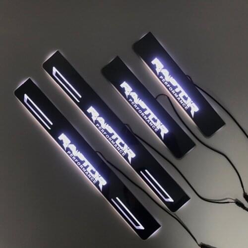 Osmrk led moving door scuff for ford raptor dynamic door sill plate flat lining overlays guards flowing/fixed light