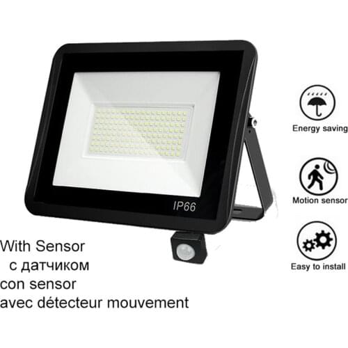 220V 10-100W LED FloodLight Spotlight Exterior Street wall reflector Lights LED Super Bright Lamp Motion Sensor Security Lights