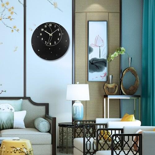 12 Inch Luminous Wall Clock Wood Silent Glow in Dark Night Modern Wall Clock Non Ticking Clock With Night Light Gift