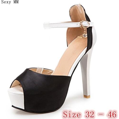 Platform Pumps Peep Toe Women High Heels Gladiator Sandals Woman High Heel Shoes Small Plus Size 33 - 40 41 42 43 44 45 46 47
