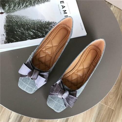 Women Shoes Slip On Loafers Moccasins Brand Black/Grey Checkered Flats Bowknot Ballerina Ladies Casual Shoes Zapatos Mujer