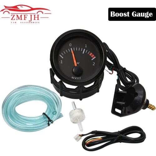 52mm Turbo boost gauge -1~2 Bar Turbo Pressure Gauge Motorcycle Pointer Gauges NO Wideband Controller Fit 12V Car Meter
