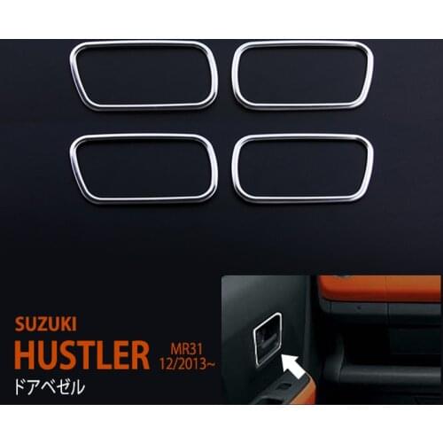 High Grade 4pcs Car Styling Stickers for SUZUKI HUSTLER MR31 C27 SUS304 Car Door Bezel Automobiles Protective Covers