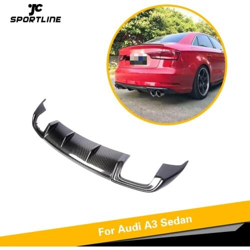 Rear Diffuser for Audi A3 Sedan 2017 2018 2019 Standard Non S3 Sline Carbon Fiber Bumper Lip Spoiler Quad outlet Car Styling