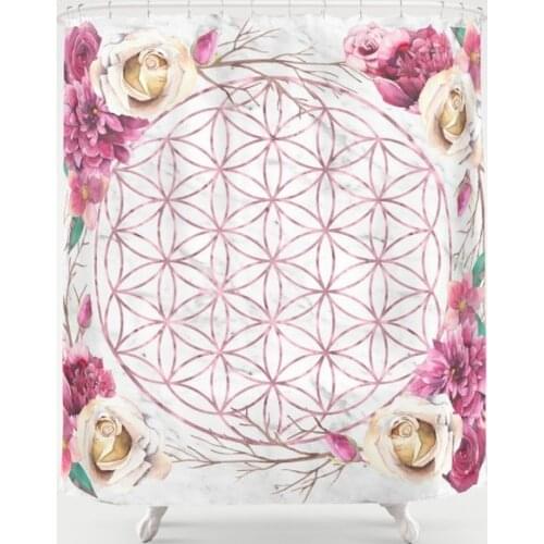 Mandala Rose Gold Garden Pink Polyester Shower Curtain Bathroom Decoration Supplies Waterproof Bathroom Shower Curtain
