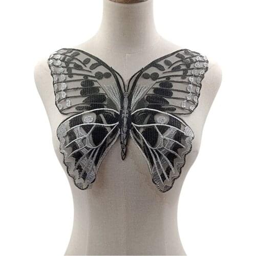 1Pc Black Butterfly Patch Sew On T-shirt Girls Patches For Clothes Animal Stickers Scrapbooking
