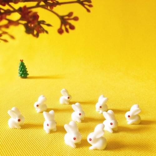 10Pcs Cute Rabbit Bunny Miniatures Lovely Cute Gnome Moss Terrarium Decor Crafts Bonsai Figurine DIY Doll Fairy Garden Supplies