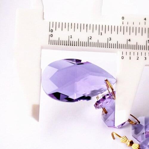12pcs/lot (105MM) Purple Crystal Glass chandelier Pendants ( 38mm Crystal Glass angel tear with 3pcs 14mm octagon Beads)