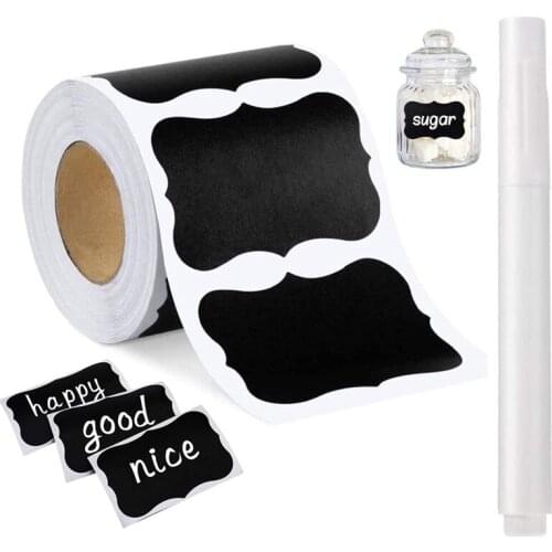 150pcs/roll Blank Chalkboard Labels Removable Stickers with pen for Kitchen Mason Spice Jars Gift Packaging Party Decoration