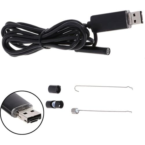 2m 7MM Lens 2 IN 1 Android/PC 720P HD Endoscope Tube Waterproof Snake Borescope USB Inspection Mini Camera With 6 LED